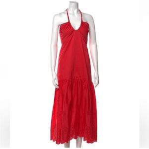 Jason Wu Red Embroidered Tent Scallop
Cotton Halter Sundress Large